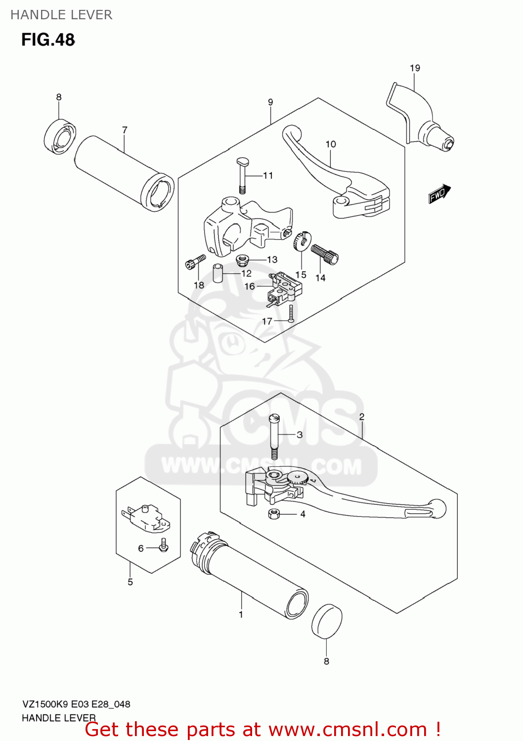 HANDLE LEVER VZ1500 BOULEVARD M90 2009 (K9) USA CALIFORNIA (E03 E33)