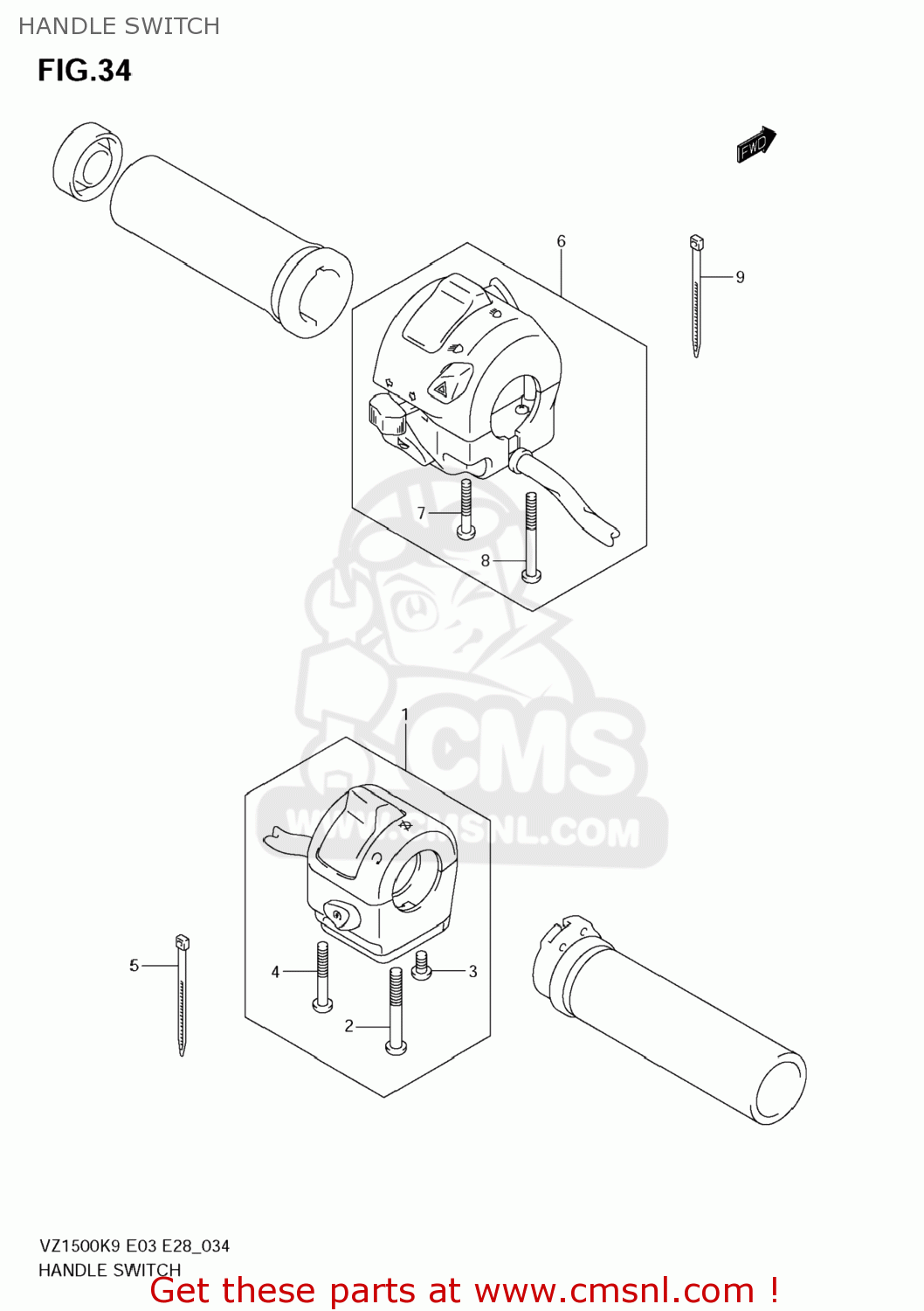 HANDLE SWITCH VZ1500 BOULEVARD M90 2009 (K9) USA CALIFORNIA (E03 E33)