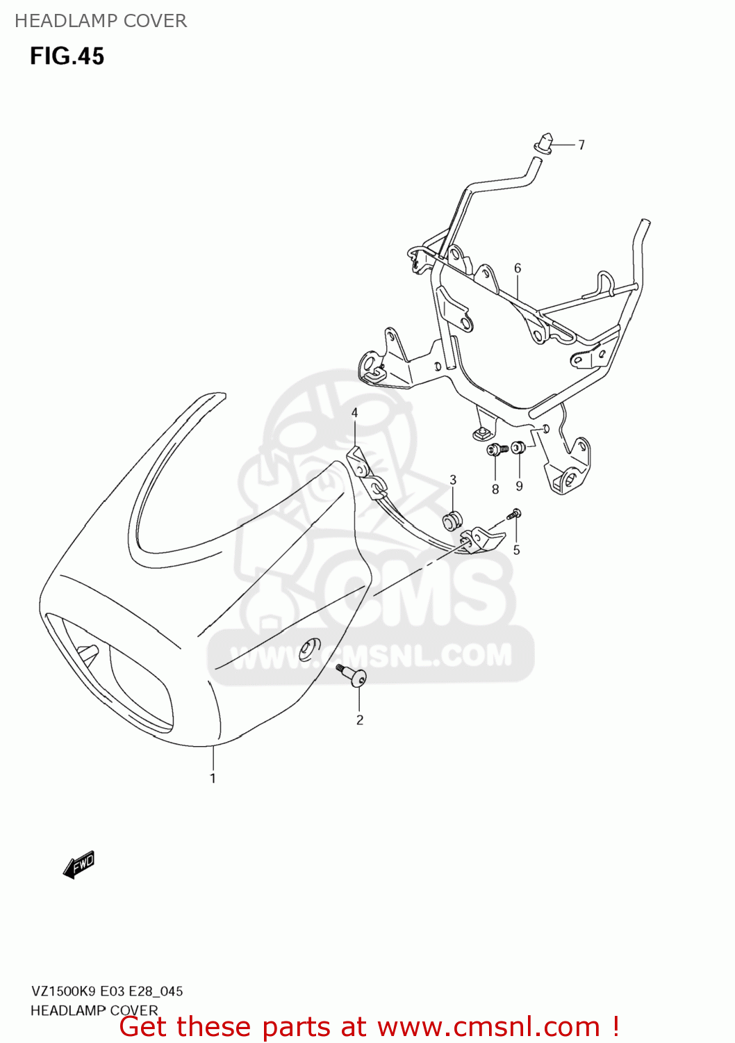 HEADLAMP COVER VZ1500 BOULEVARD M90 2009 (K9) USA CALIFORNIA (E03 E33)