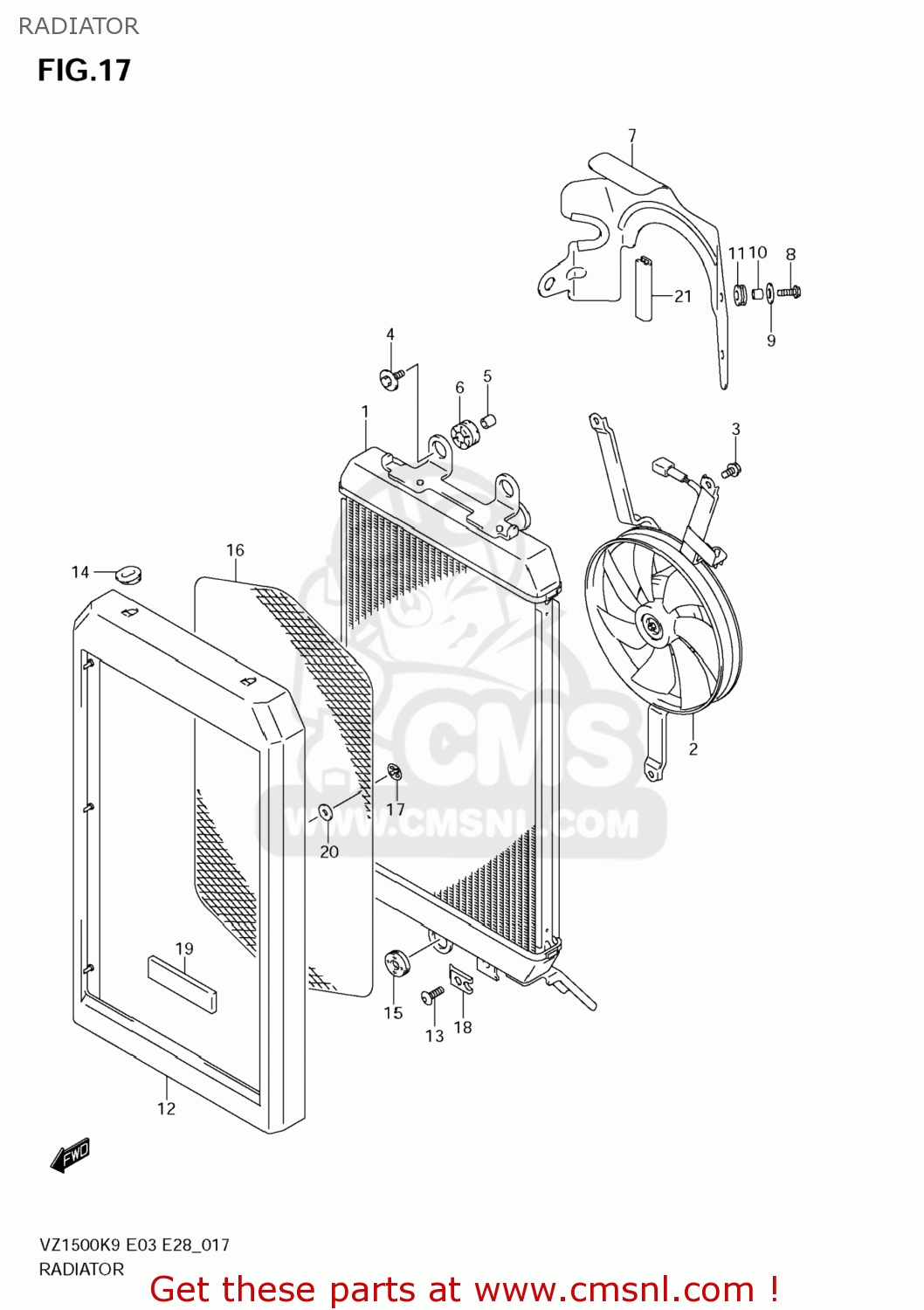 RADIATOR VZ1500 BOULEVARD M90 2009 (K9) USA CALIFORNIA (E03 E33)
