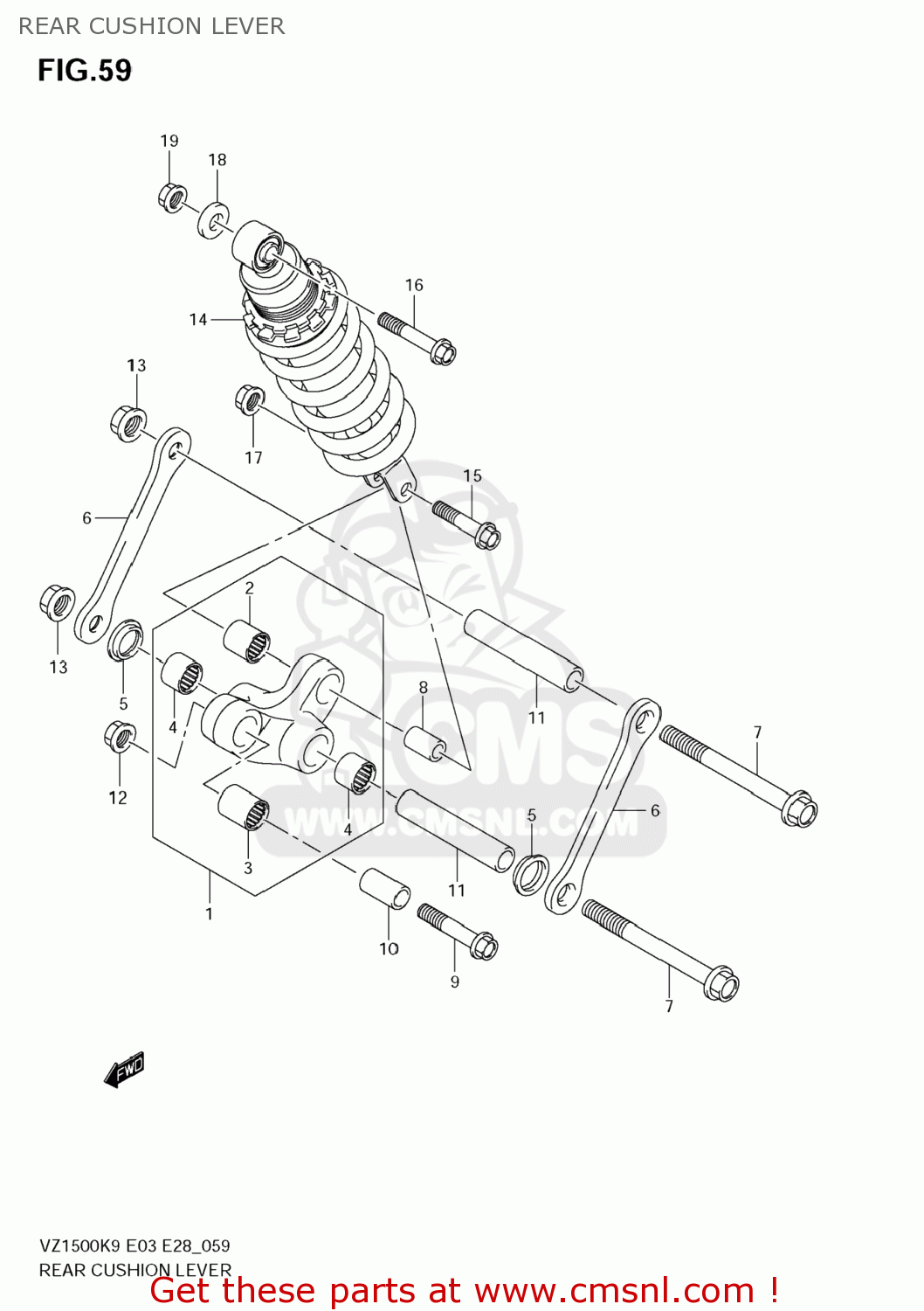 REAR CUSHION LEVER VZ1500 BOULEVARD M90 2009 (K9) USA CALIFORNIA (E03 E33)