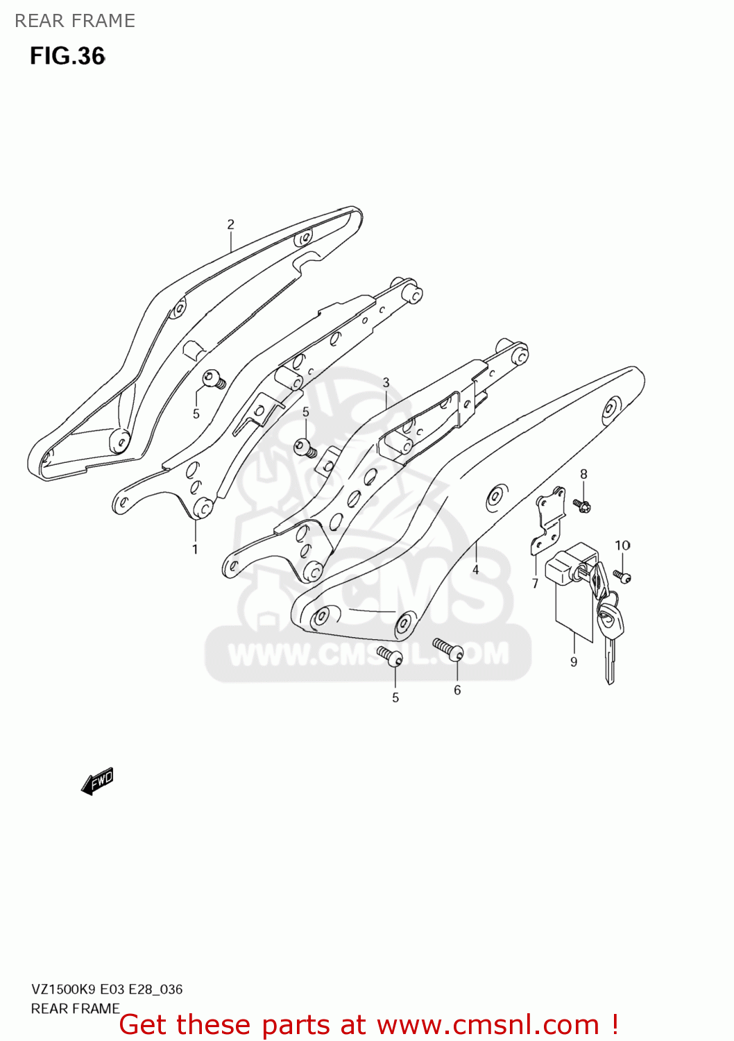 REAR FRAME VZ1500 BOULEVARD M90 2009 (K9) USA CALIFORNIA (E03 E33)