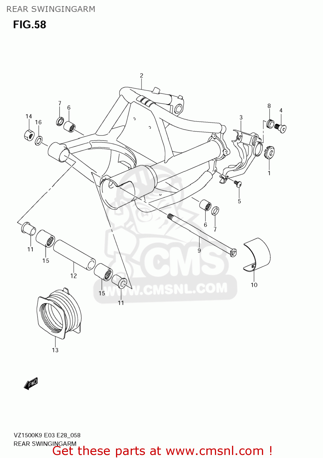 REAR SWINGINGARM VZ1500 BOULEVARD M90 2009 (K9) USA CALIFORNIA (E03 E33)