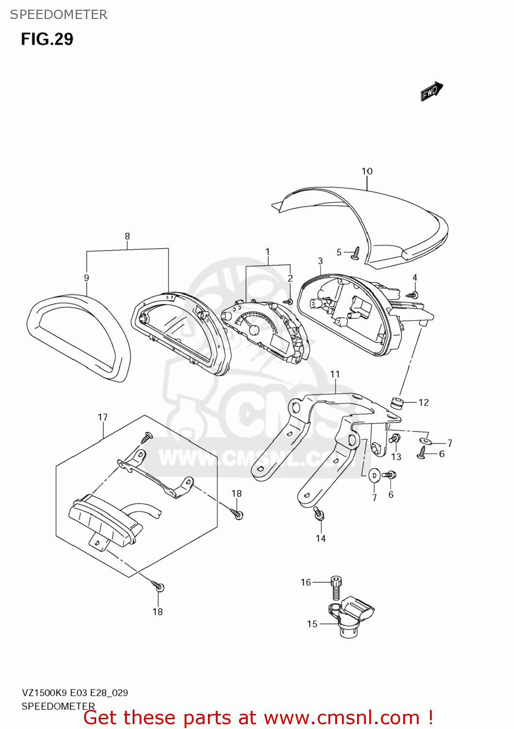 SPEEDOMETER VZ1500 BOULEVARD M90 2009 (K9) USA CALIFORNIA (E03 E33)