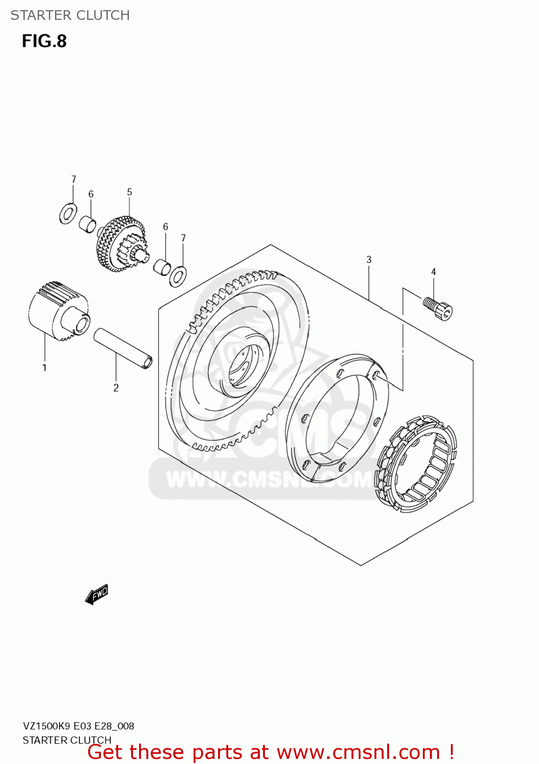 STARTER CLUTCH VZ1500 BOULEVARD M90 2009 (K9) USA CALIFORNIA (E03 E33)