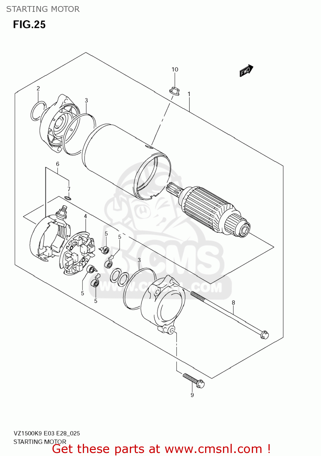 STARTING MOTOR VZ1500 BOULEVARD M90 2009 (K9) USA CALIFORNIA (E03 E33)