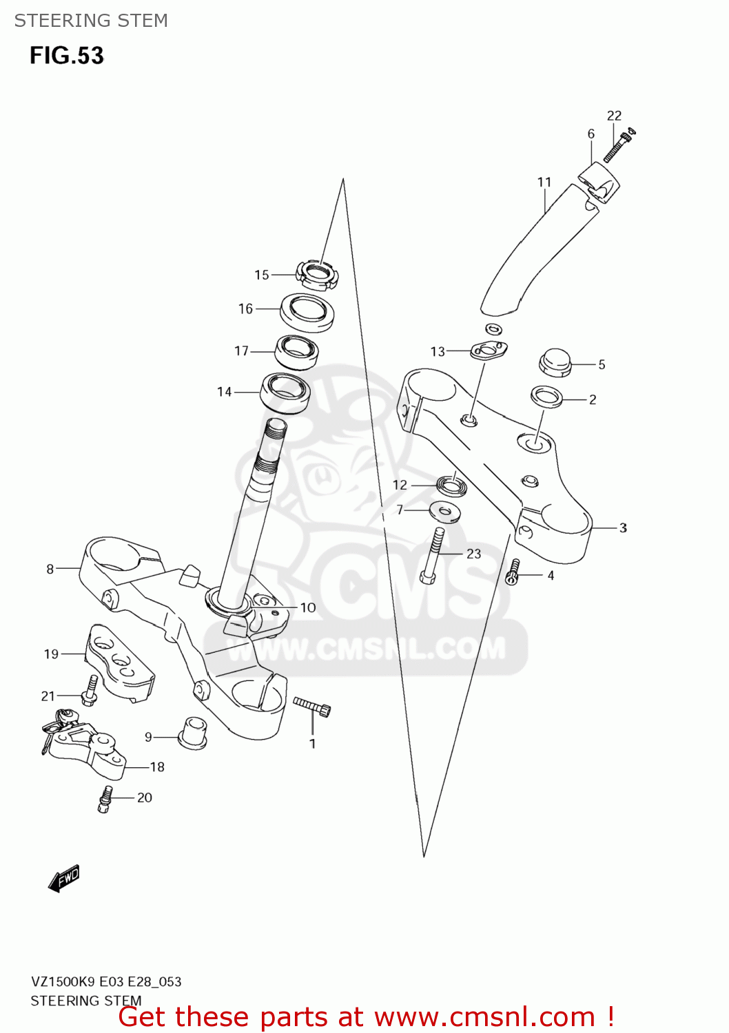 STEERING STEM VZ1500 BOULEVARD M90 2009 (K9) USA CALIFORNIA (E03 E33)