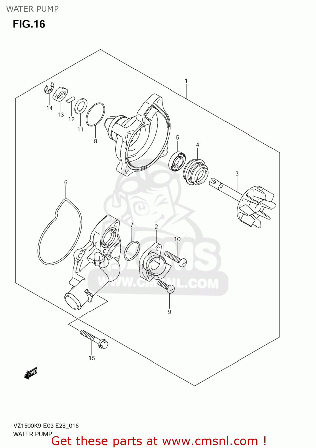 WATER PUMP VZ1500 BOULEVARD M90 2009 (K9) USA CALIFORNIA (E03 E33)
