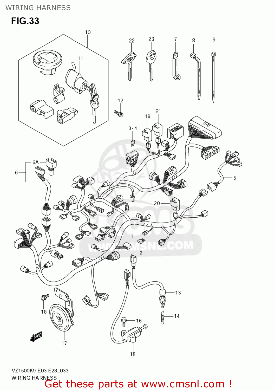 WIRING HARNESS VZ1500 BOULEVARD M90 2009 (K9) USA CALIFORNIA (E03 E33)