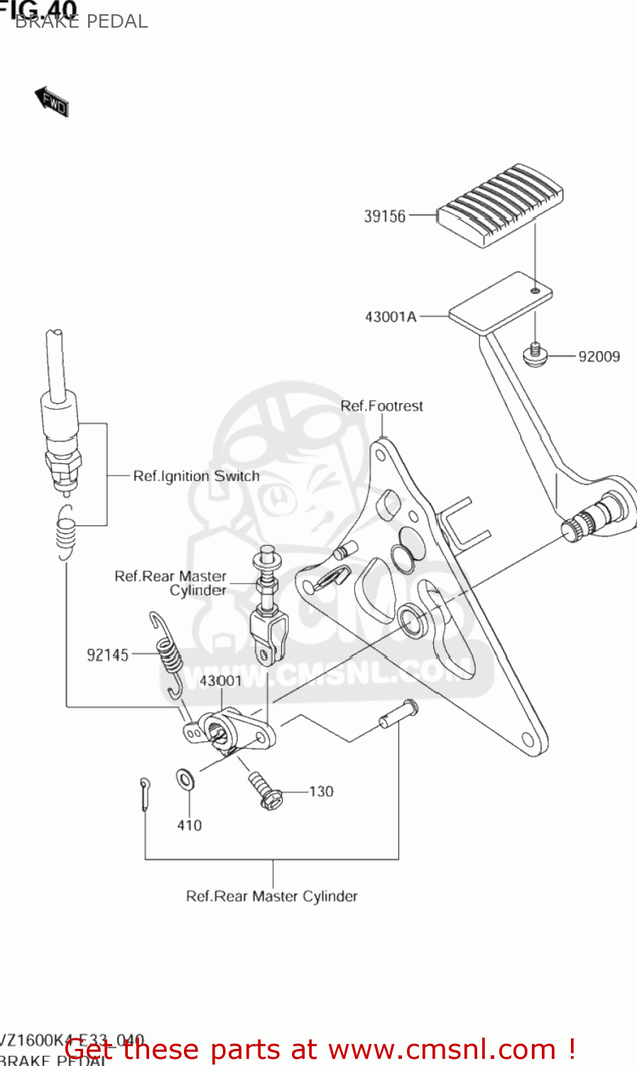BRAKE PEDAL VZ1600 BOULEVARD M95 2005 (K5) CALIFORNIA (E33)