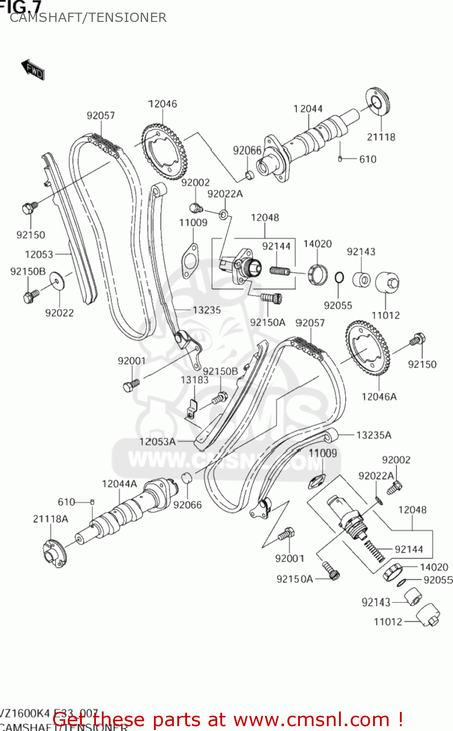 CAMSHAFT/TENSIONER VZ1600 BOULEVARD M95 2005 (K5) CALIFORNIA (E33)