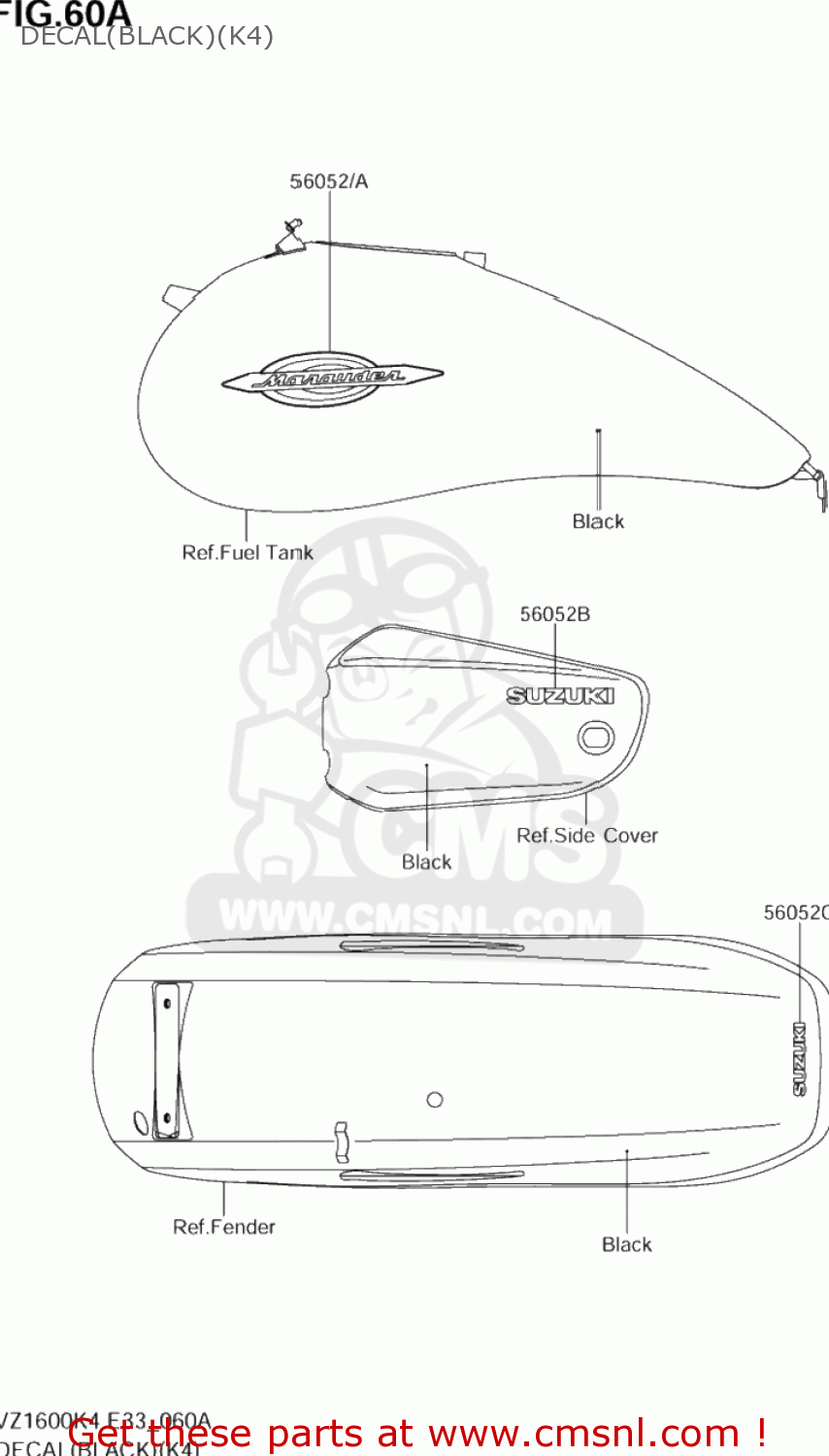DECAL(BLACK)(K4) VZ1600 BOULEVARD M95 2005 (K5) CALIFORNIA (E33)