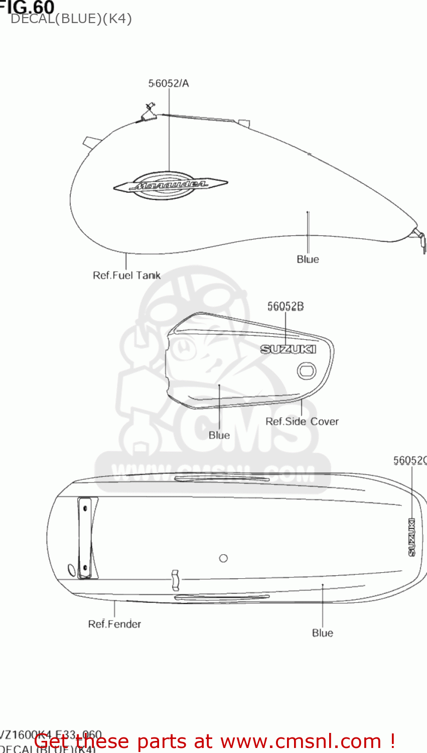 DECAL(BLUE)(K4) VZ1600 BOULEVARD M95 2005 (K5) CALIFORNIA (E33)