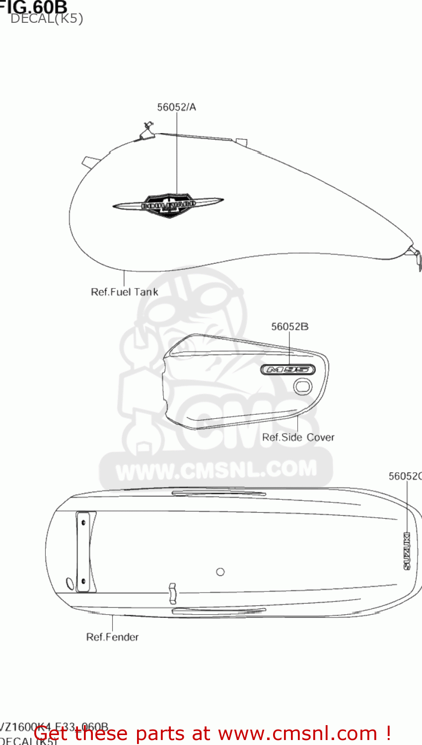 DECAL(K5) VZ1600 BOULEVARD M95 2005 (K5) CALIFORNIA (E33)