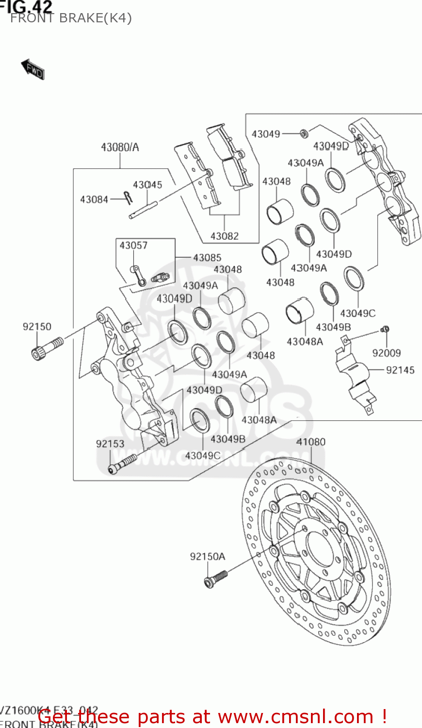 FRONT BRAKE(K4) VZ1600 BOULEVARD M95 2005 (K5) CALIFORNIA (E33)