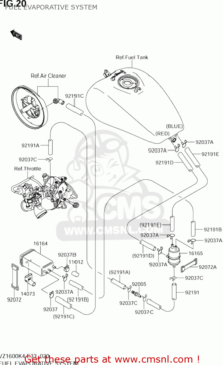 FUEL EVAPORATIVE SYSTEM VZ1600 BOULEVARD M95 2005 (K5) CALIFORNIA (E33)