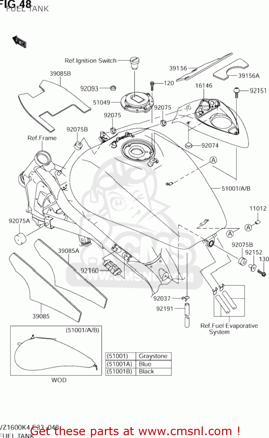 FUEL TANK VZ1600 BOULEVARD M95 2005 (K5) CALIFORNIA (E33)