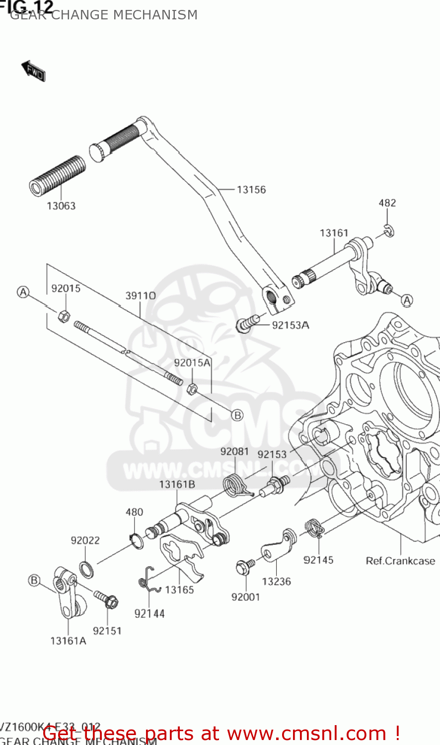 GEAR CHANGE MECHANISM VZ1600 BOULEVARD M95 2005 (K5) CALIFORNIA (E33)