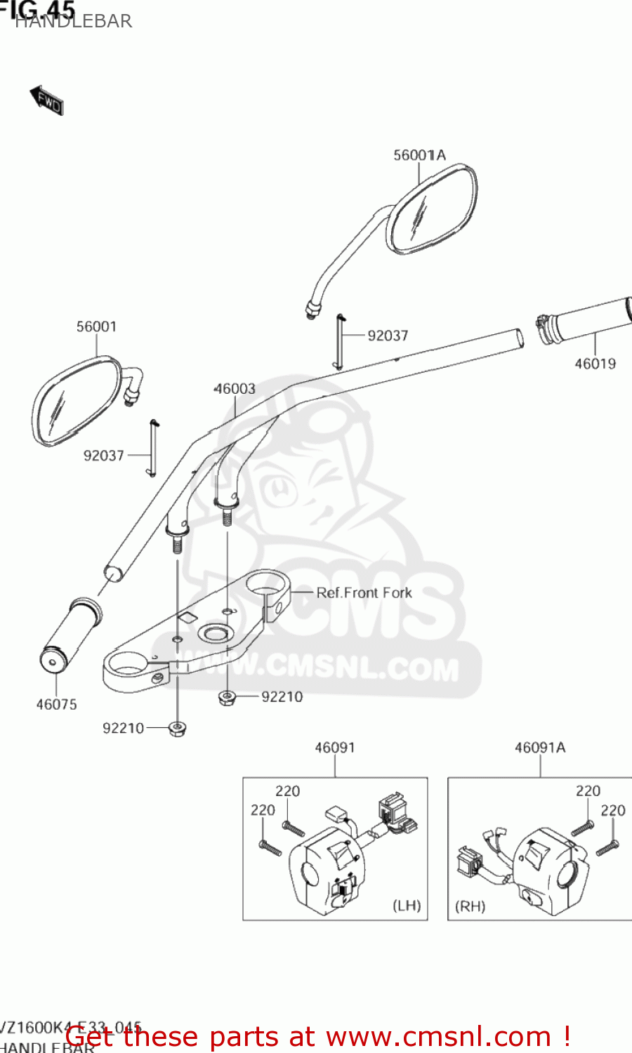 HANDLEBAR VZ1600 BOULEVARD M95 2005 (K5) CALIFORNIA (E33)