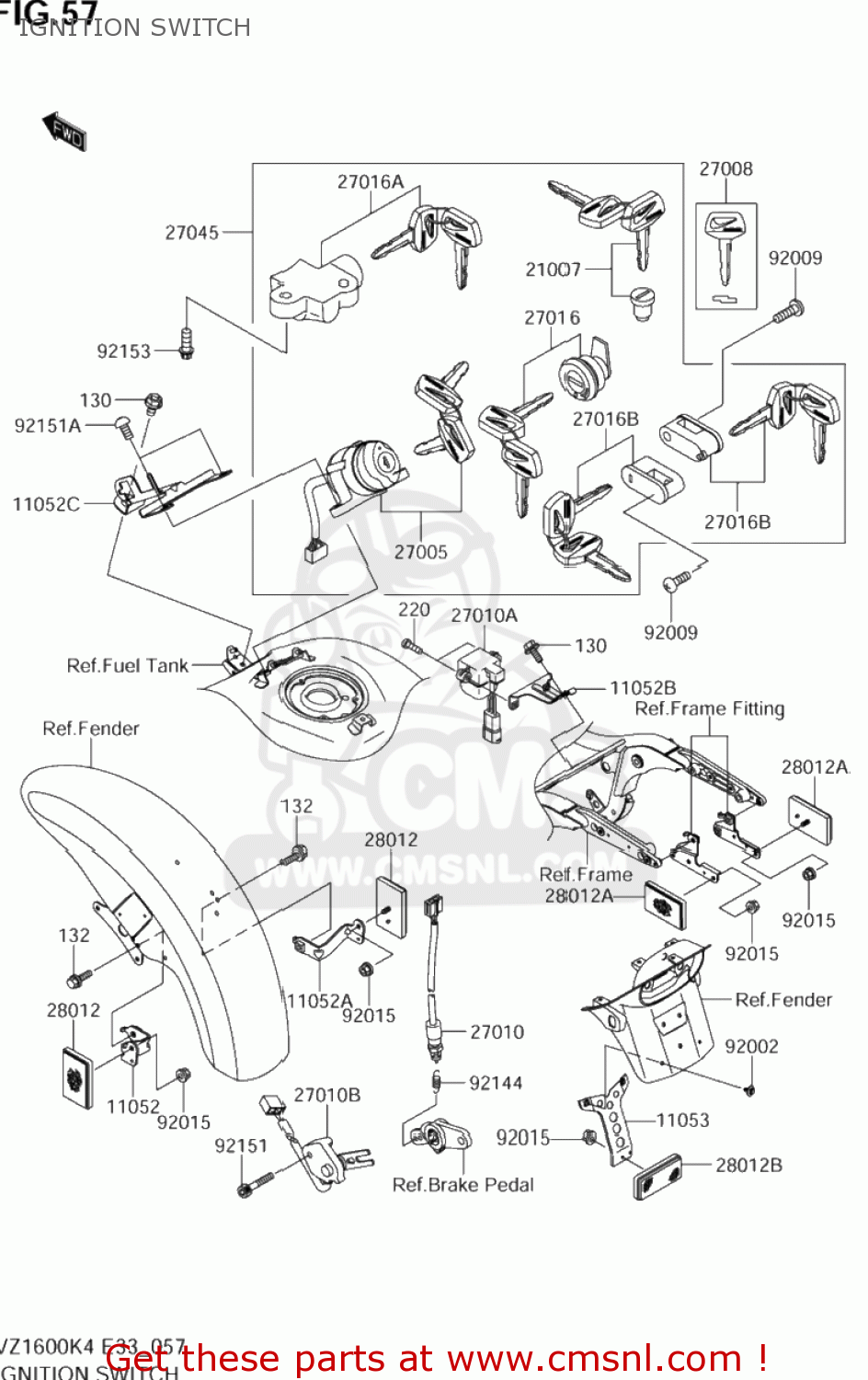 IGNITION SWITCH VZ1600 BOULEVARD M95 2005 (K5) CALIFORNIA (E33)