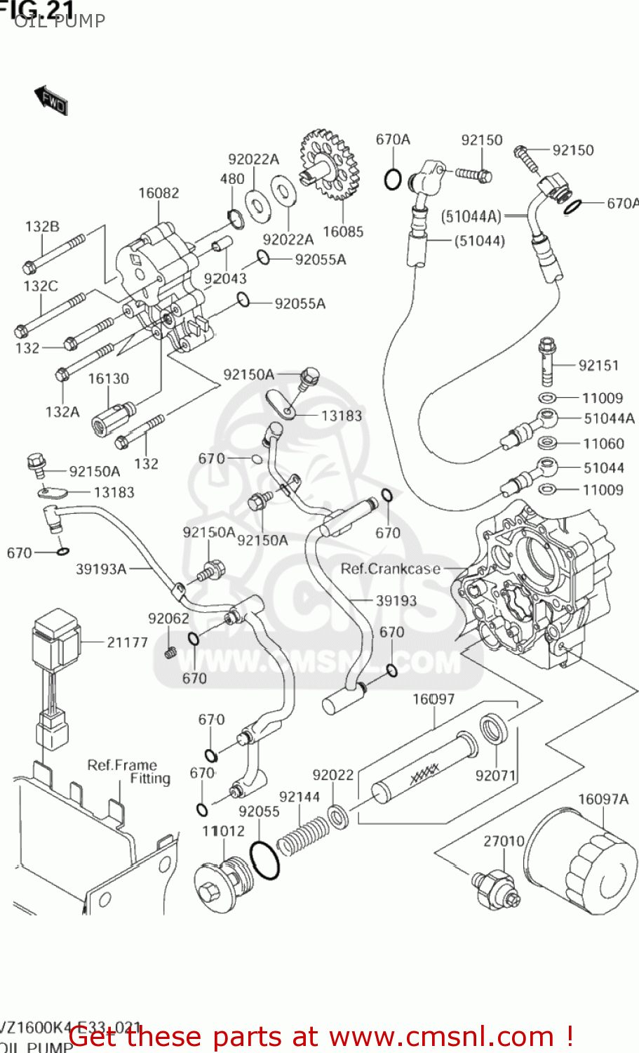 OIL PUMP VZ1600 BOULEVARD M95 2005 (K5) CALIFORNIA (E33)