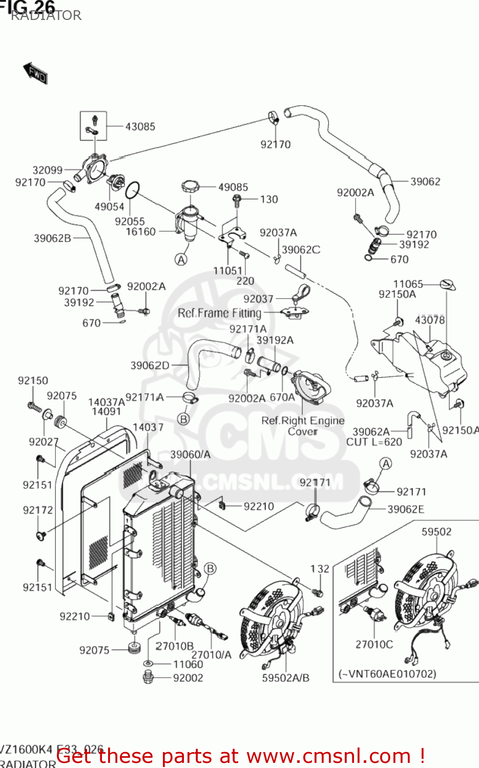 RADIATOR VZ1600 BOULEVARD M95 2005 (K5) CALIFORNIA (E33)