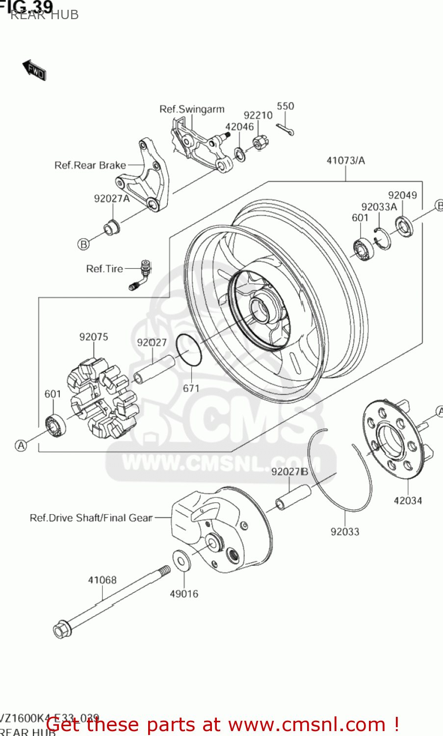 REAR HUB VZ1600 BOULEVARD M95 2005 (K5) CALIFORNIA (E33)