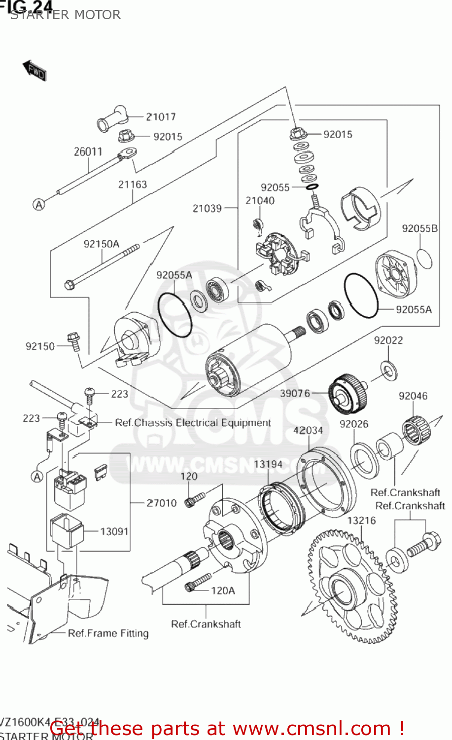 STARTER MOTOR VZ1600 BOULEVARD M95 2005 (K5) CALIFORNIA (E33)