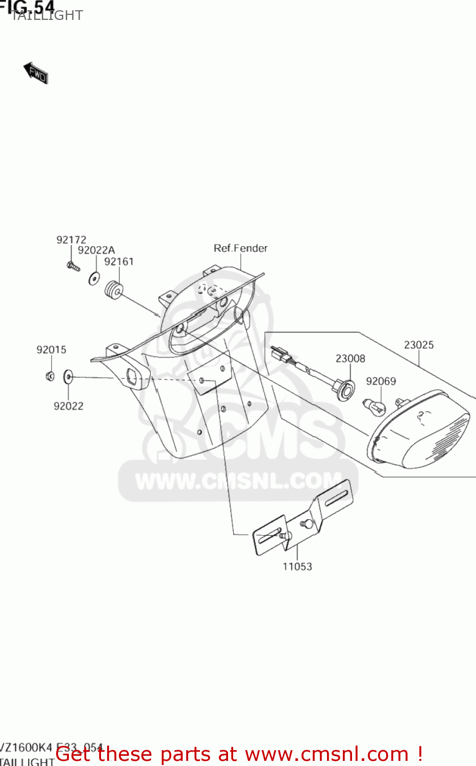 TAILLIGHT VZ1600 BOULEVARD M95 2005 (K5) CALIFORNIA (E33)