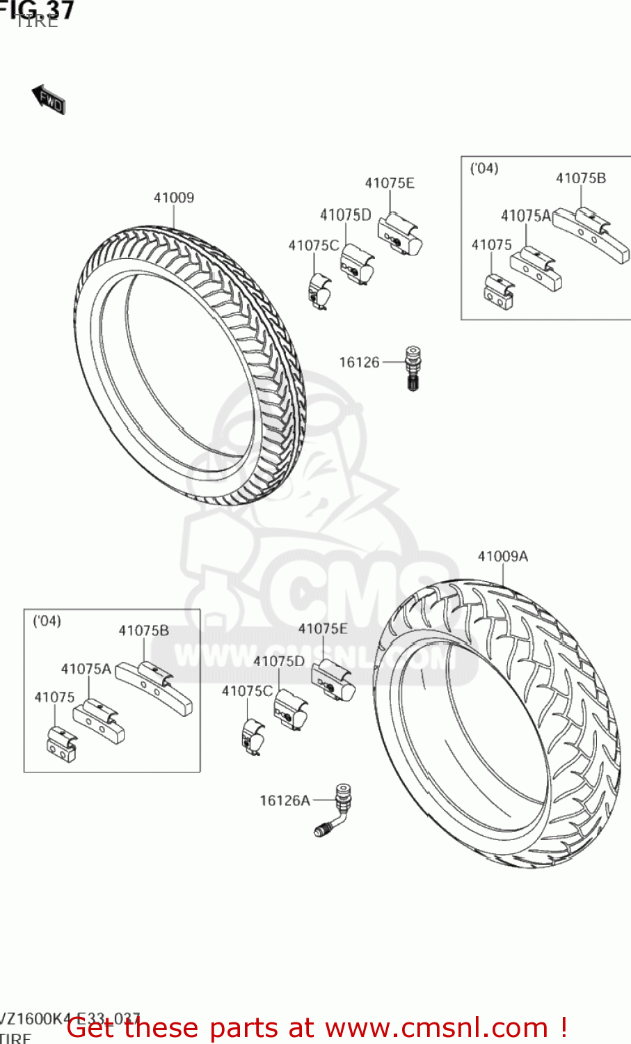 TIRE VZ1600 BOULEVARD M95 2005 (K5) CALIFORNIA (E33)