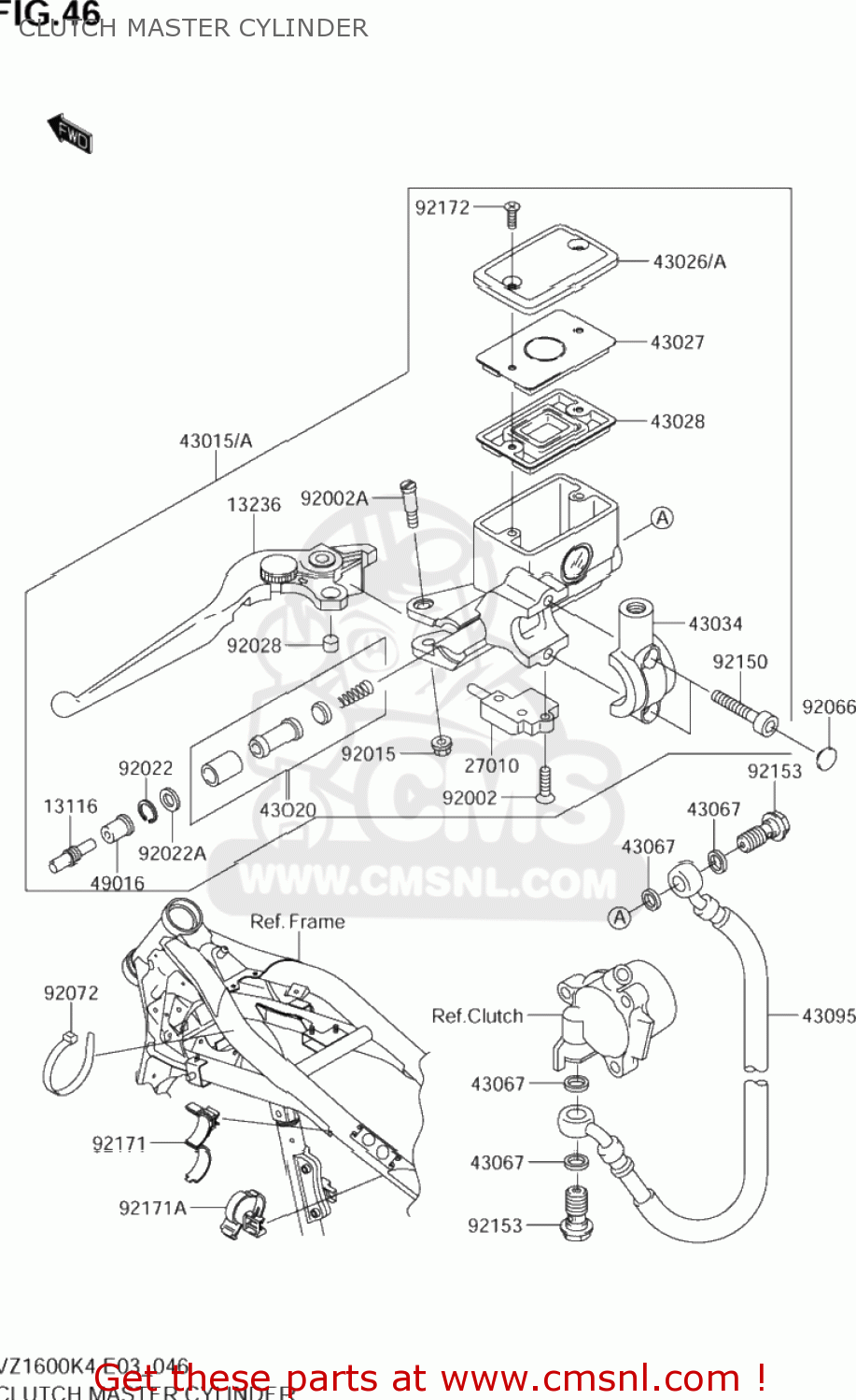 CLUTCH MASTER CYLINDER VZ1600 BOULEVARD M95 2005 (K5) USA (E03)