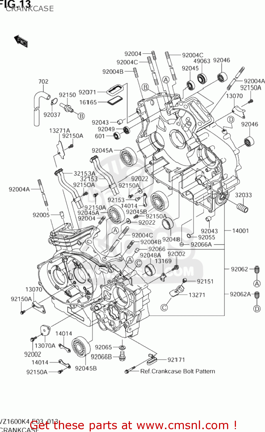 CRANKCASE VZ1600 BOULEVARD M95 2005 (K5) USA (E03)