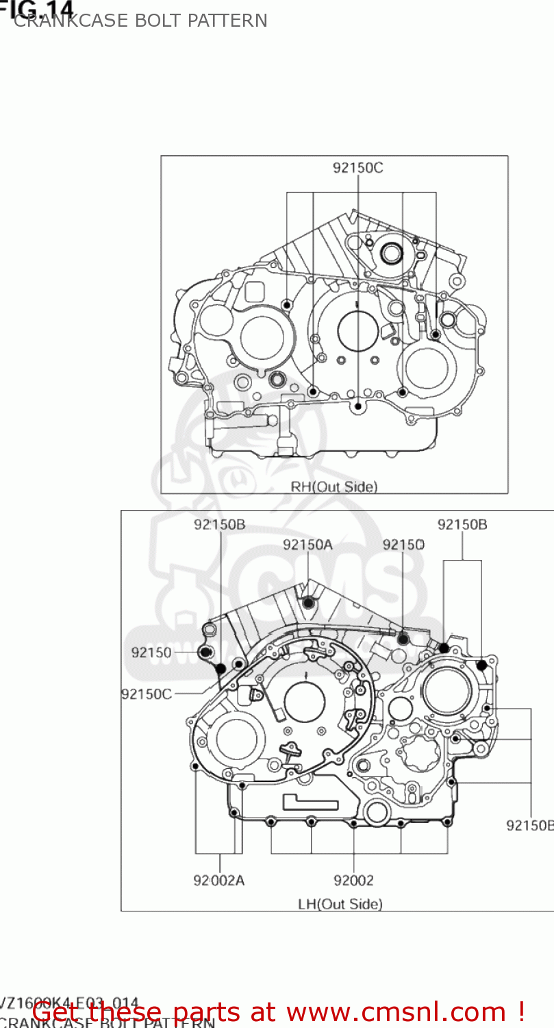 CRANKCASE BOLT PATTERN VZ1600 BOULEVARD M95 2005 (K5) USA (E03)
