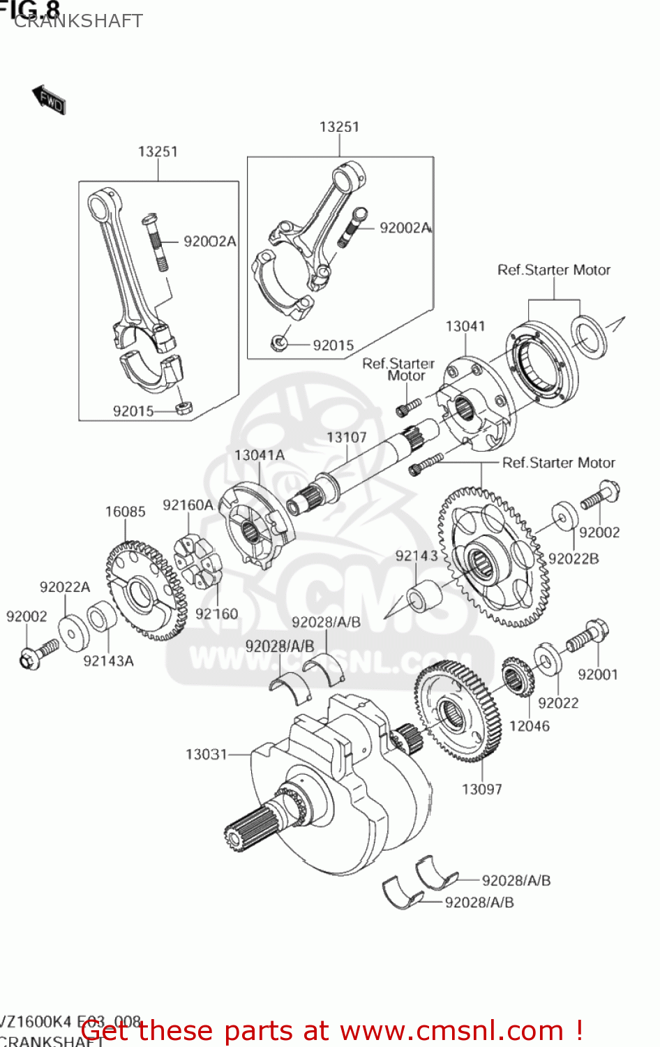 CRANKSHAFT VZ1600 BOULEVARD M95 2005 (K5) USA (E03)