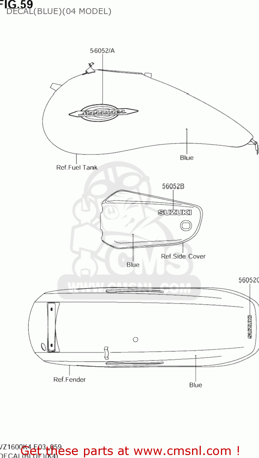 DECAL(BLUE)(04 MODEL) VZ1600 BOULEVARD M95 2005 (K5) USA (E03)
