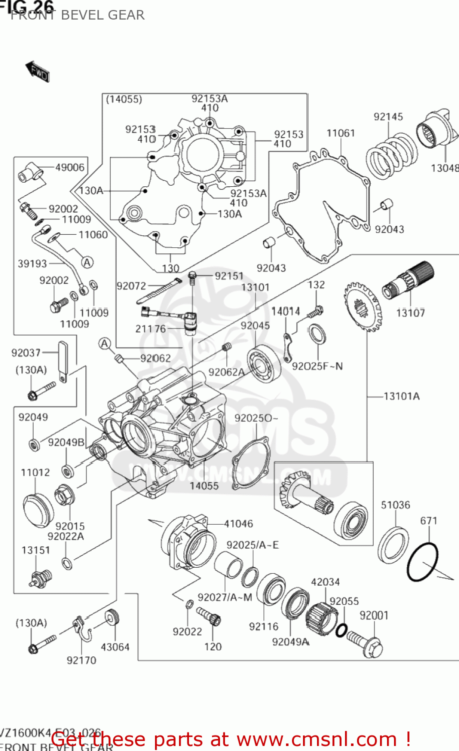 FRONT BEVEL GEAR VZ1600 BOULEVARD M95 2005 (K5) USA (E03)