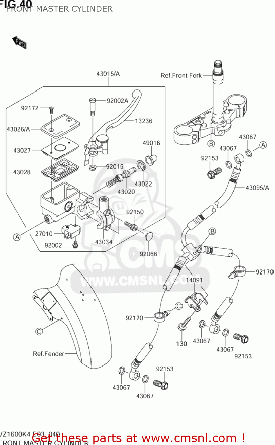 FRONT MASTER CYLINDER VZ1600 BOULEVARD M95 2005 (K5) USA (E03)