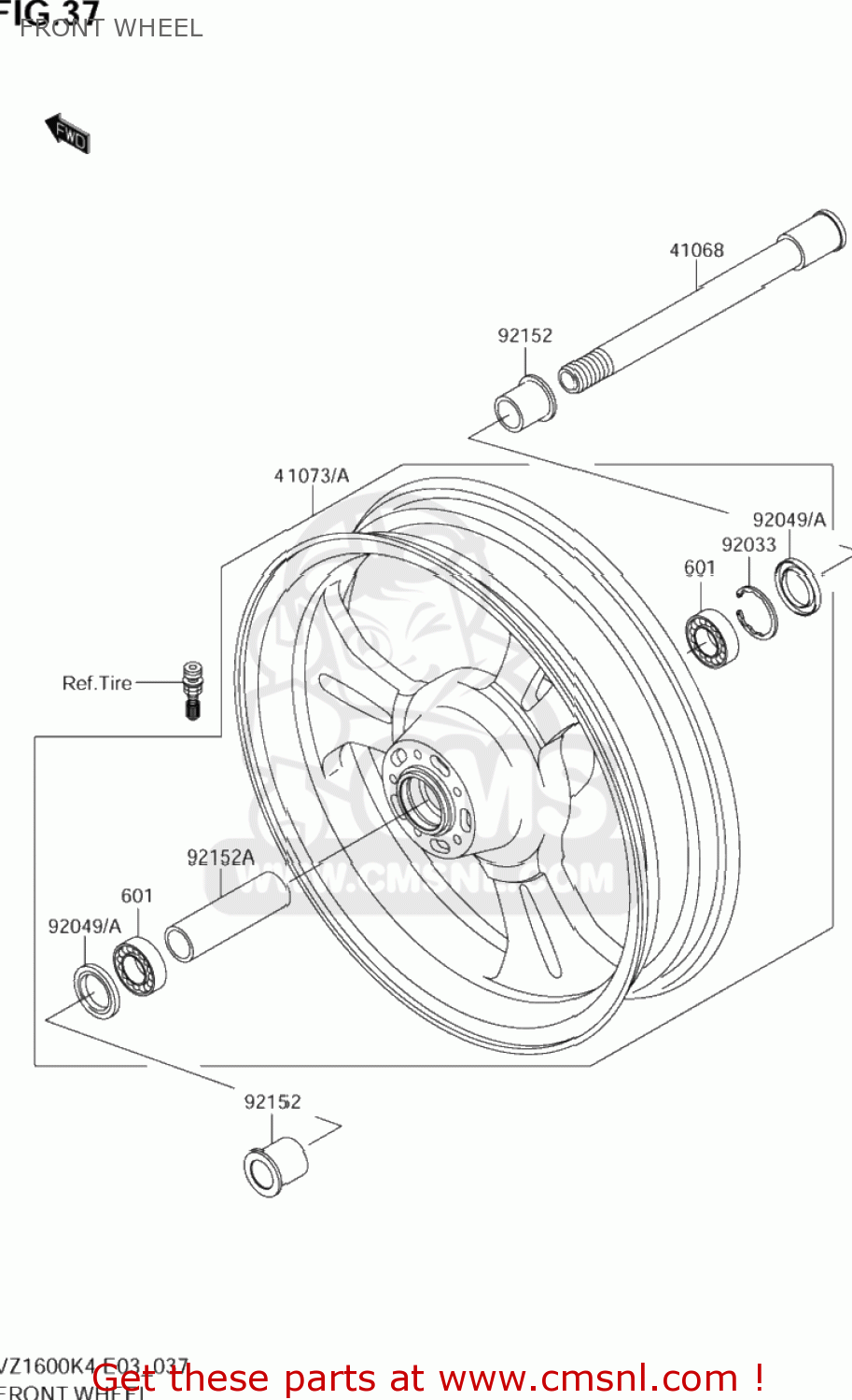FRONT WHEEL VZ1600 BOULEVARD M95 2005 (K5) USA (E03)