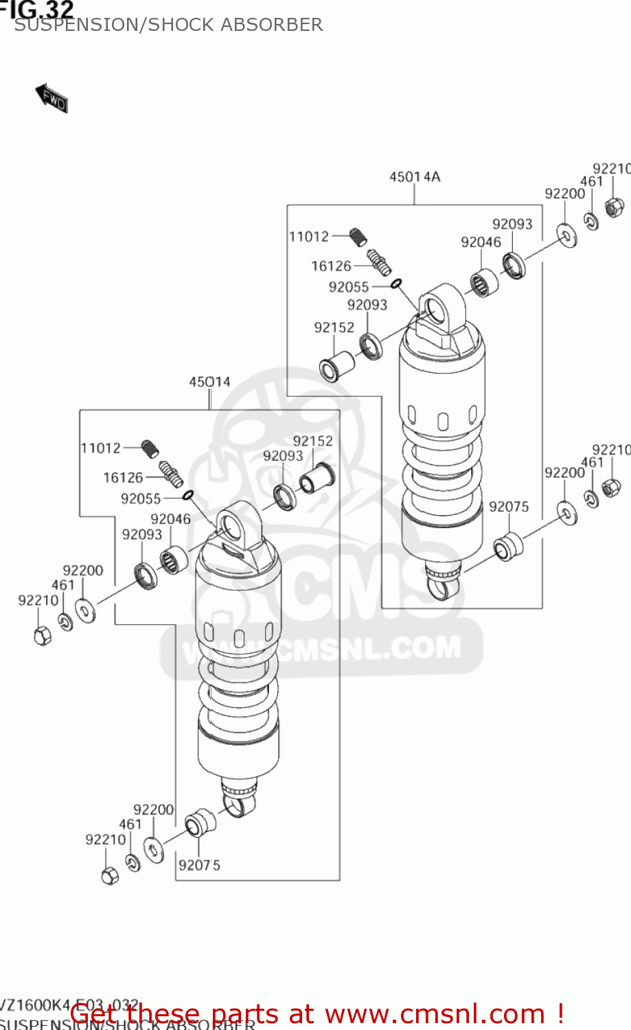 SUSPENSION/SHOCK ABSORBER VZ1600 BOULEVARD M95 2005 (K5) USA (E03)