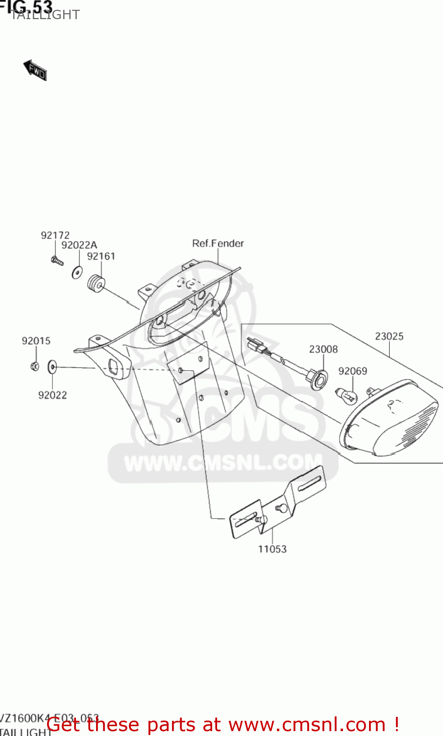 TAILLIGHT VZ1600 BOULEVARD M95 2005 (K5) USA (E03)