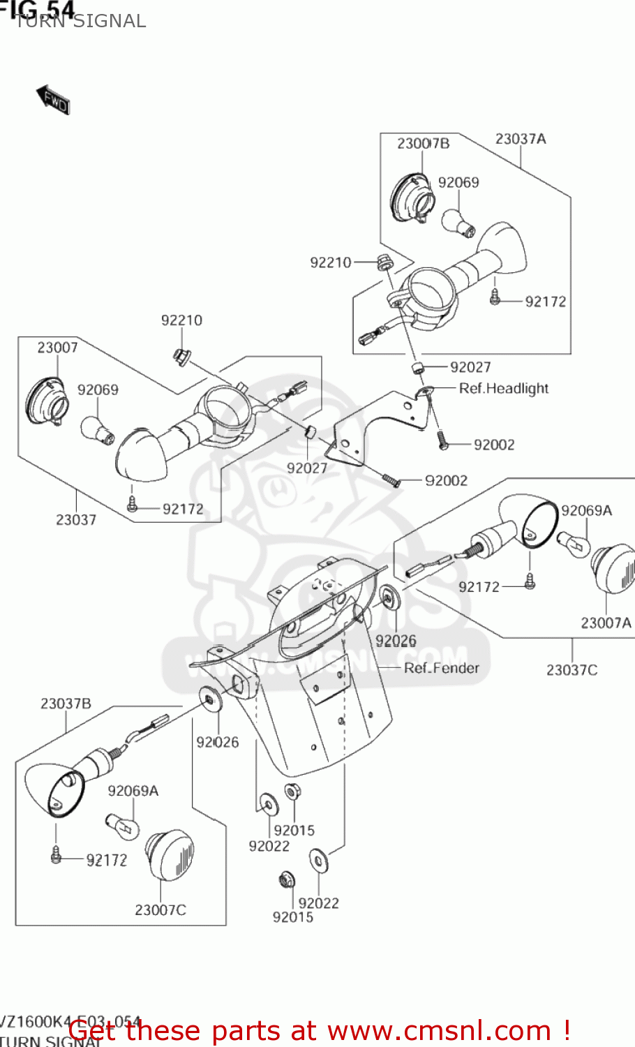 TURN SIGNAL VZ1600 BOULEVARD M95 2005 (K5) USA (E03)