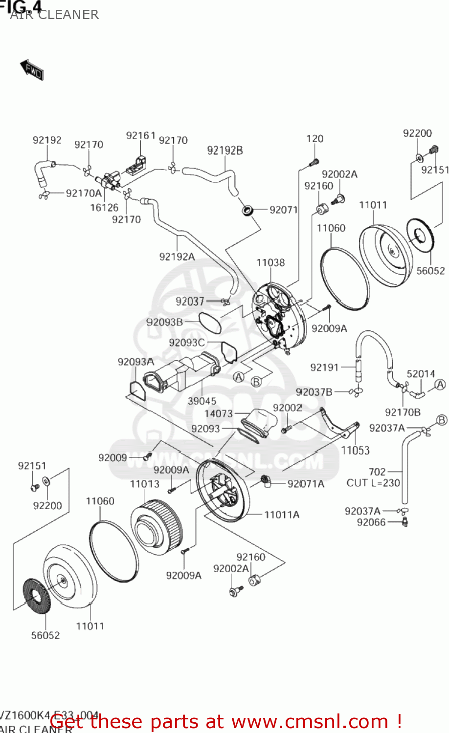 AIR CLEANER VZ1600 MARAUDER 2004 (K4) USA CALIFORNIA (E03 E33)
