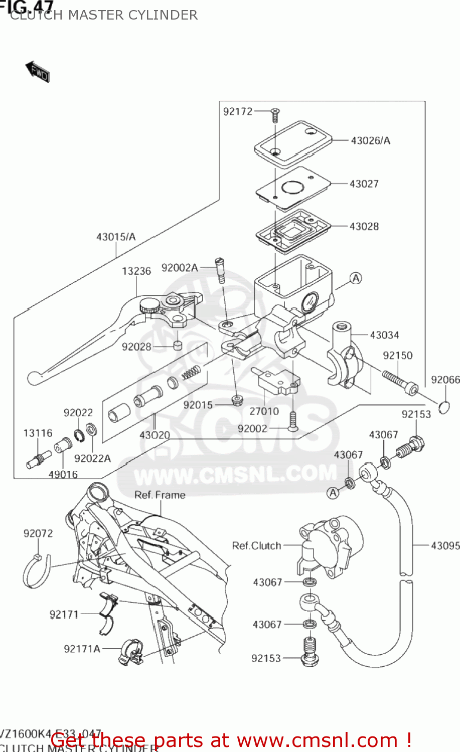 CLUTCH MASTER CYLINDER VZ1600 MARAUDER 2004 (K4) USA CALIFORNIA (E03 E33)