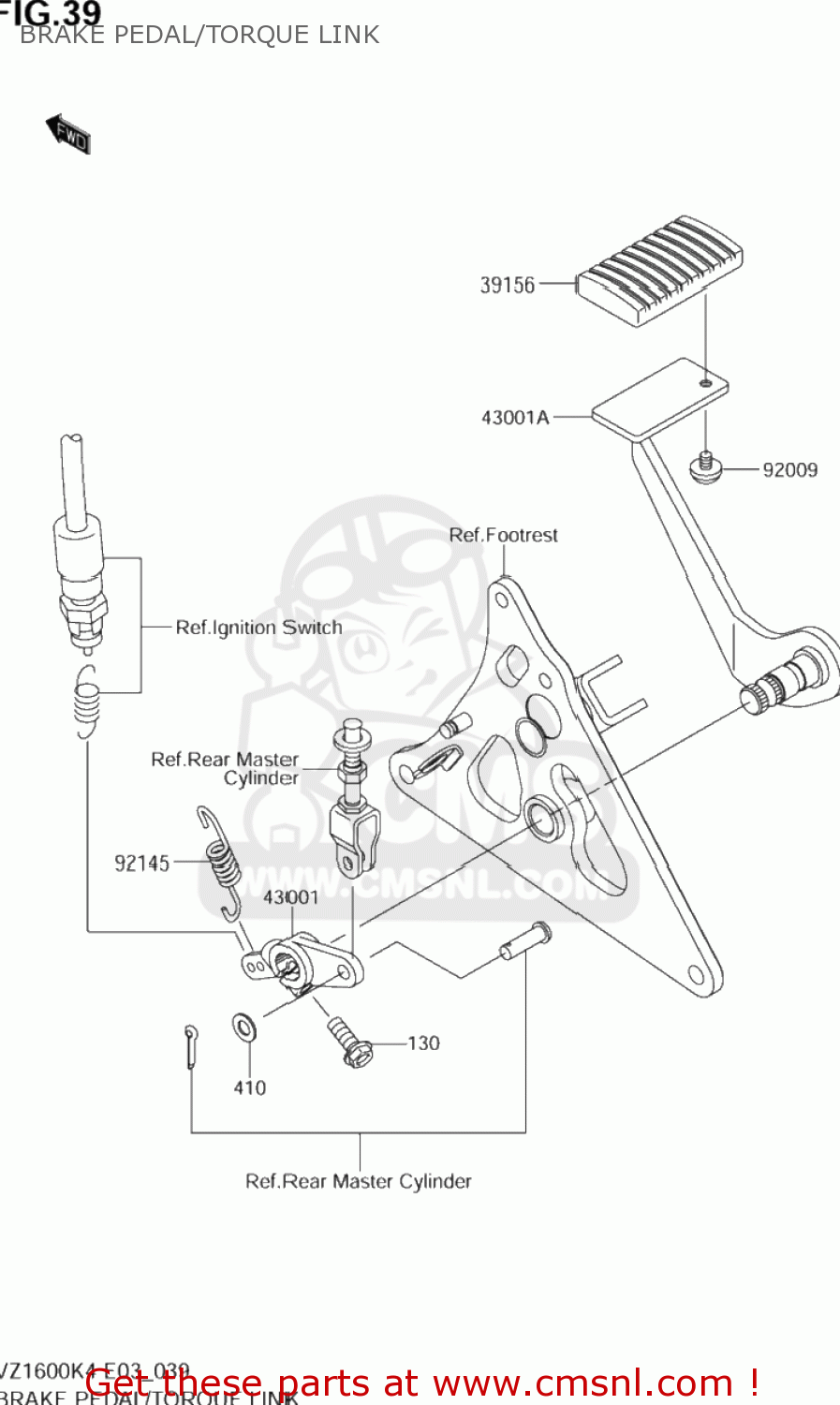 BRAKE PEDAL/TORQUE LINK VZ1600 MARAUDER 2004 (K4) USA (E03)