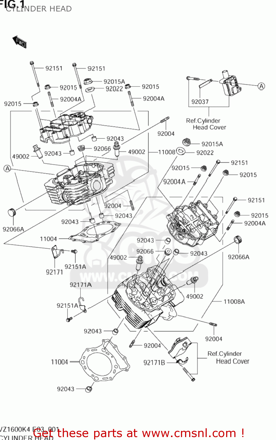 CYLINDER HEAD VZ1600 MARAUDER 2004 (K4) USA (E03)