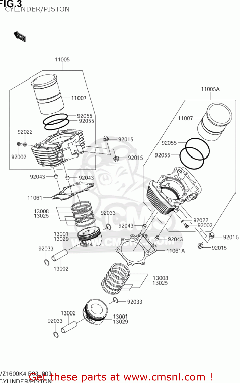 CYLINDER/PISTON VZ1600 MARAUDER 2004 (K4) USA (E03)