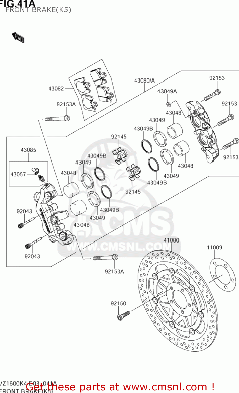 FRONT BRAKE(K5) VZ1600 MARAUDER 2004 (K4) USA (E03)