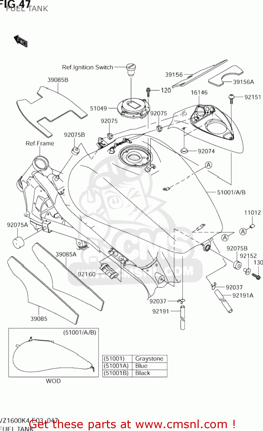 FUEL TANK VZ1600 MARAUDER 2004 (K4) USA (E03)