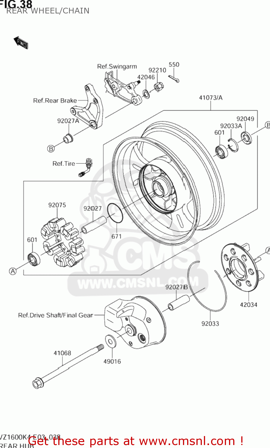 REAR WHEEL/CHAIN VZ1600 MARAUDER 2004 (K4) USA (E03)