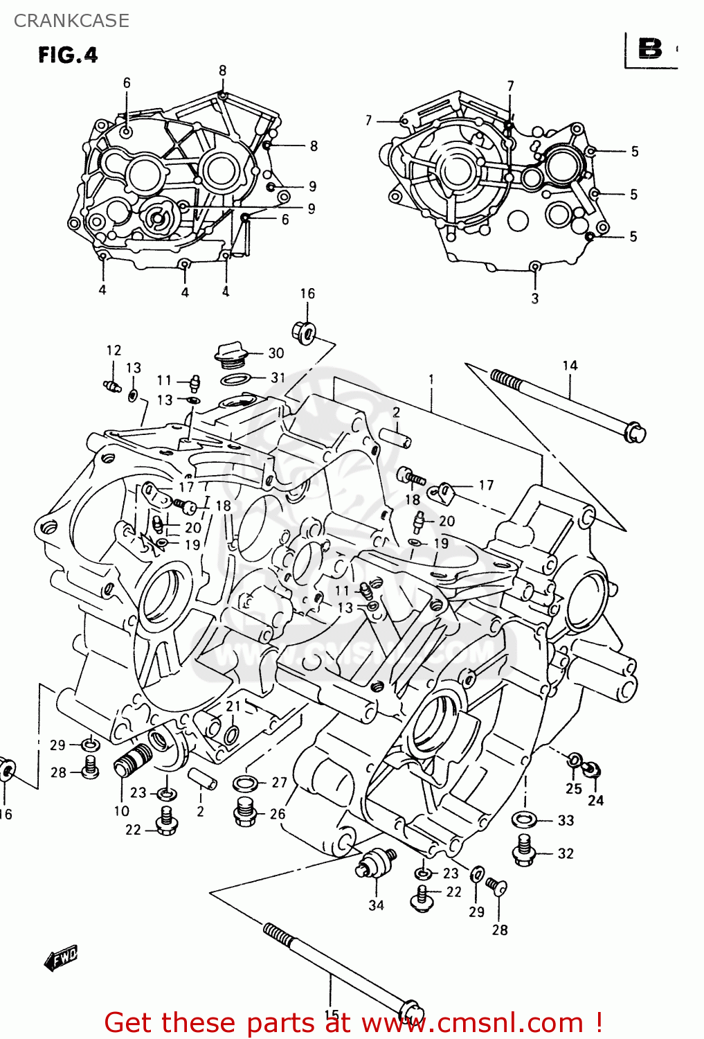 CRANKCASE VZ800 1997 (V) (E02 E04 E17 E18 E22 E24 E25 E34) / P37